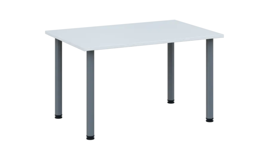 CRTR 120 jídelní stůl, kovová podnož stříbrná, deska 25 mm, 1194x800 mm, bílá